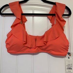 •Target• New Ladies’ Shade & Shore V-Wire Ruffle Coral Bralette Bikini Swim Top